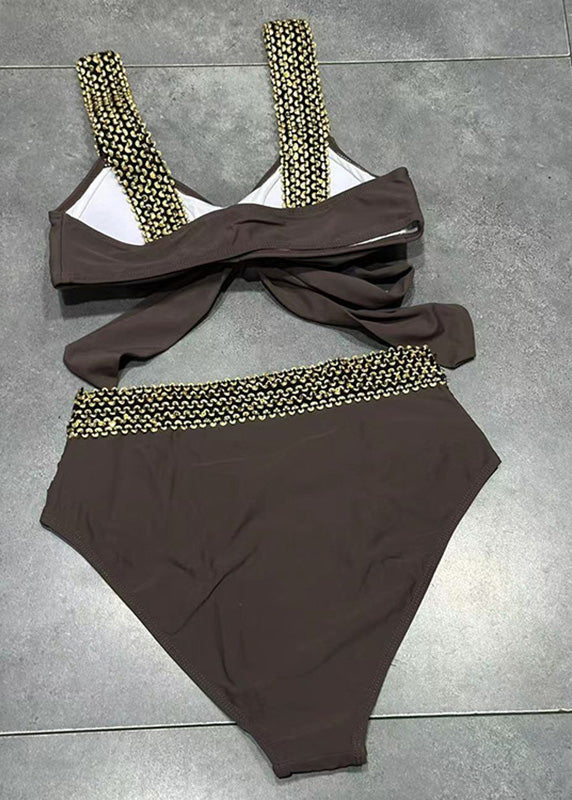 Chic Black Bow Sequins Chain Linked Patchwork Lingerie Set