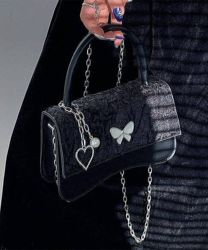 Chic Black Butterfly Faux Leather Chain Linked Mini Bag
