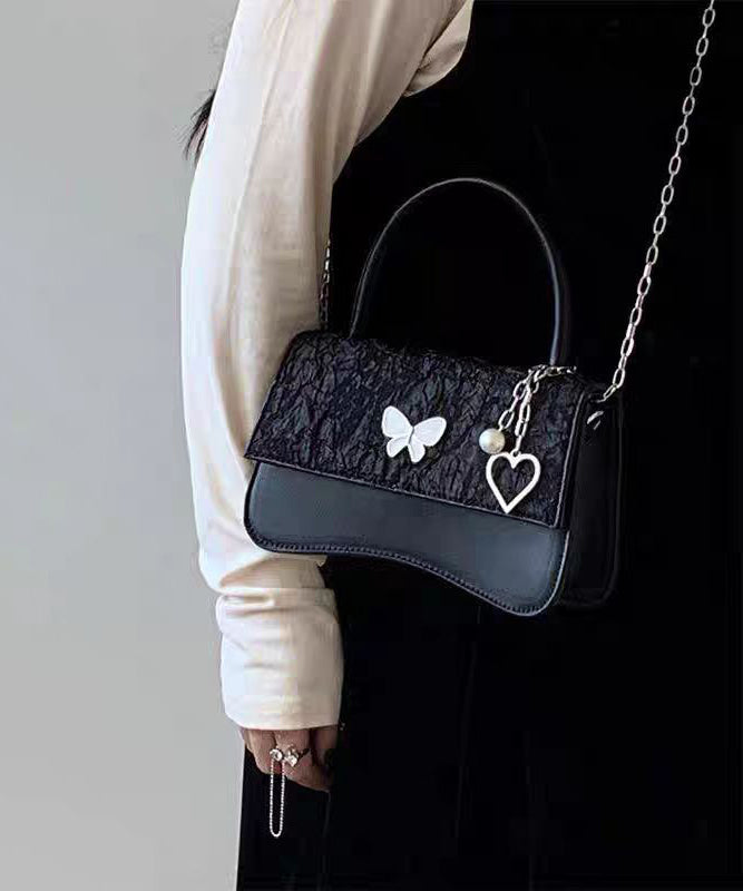 Chic Black Butterfly Faux Leather Chain Linked Mini Bag