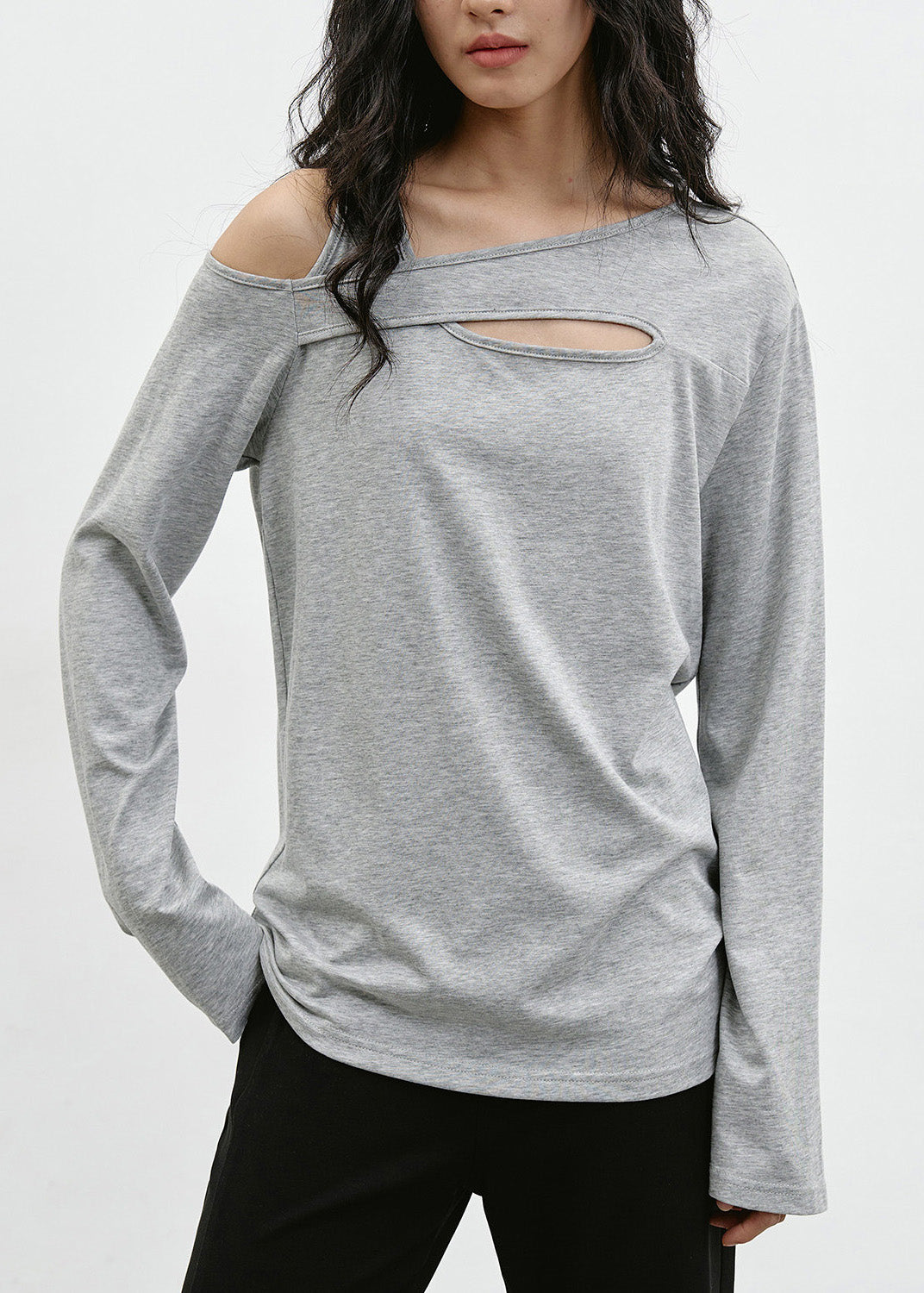 Chic Black Cold Shoulder Patchwork Cotton T Shirt Top Spring