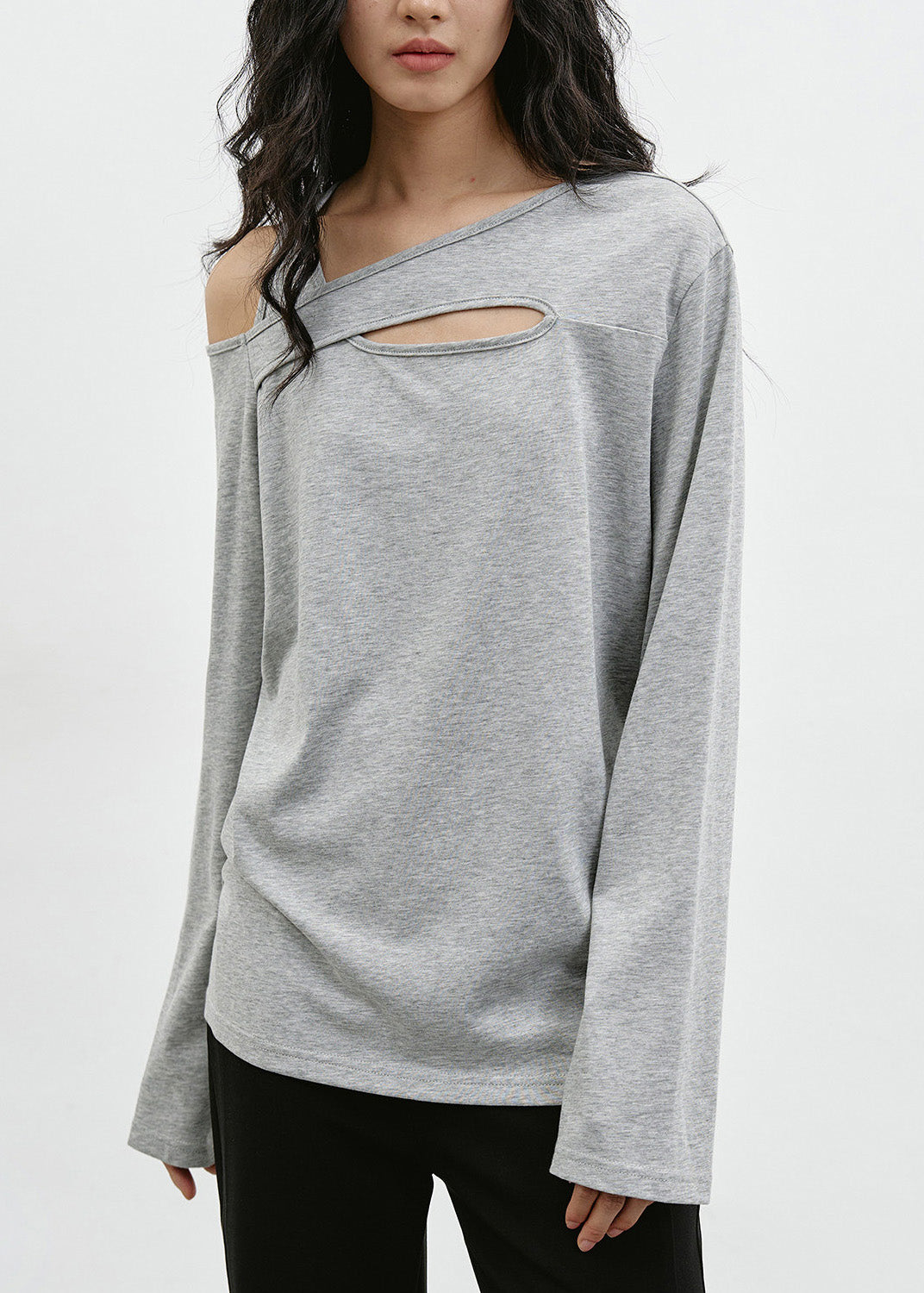 Chic Black Cold Shoulder Patchwork Cotton T Shirt Top Spring