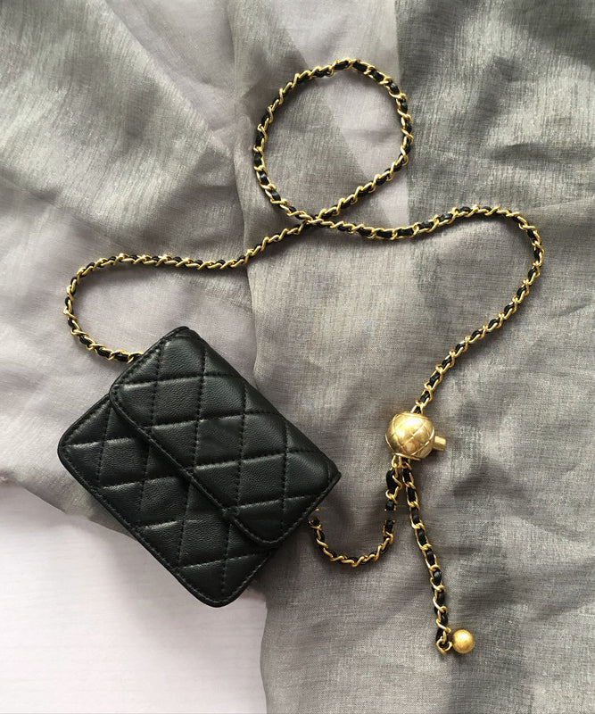 Chic Black Faux Leather Chain Linked Mini Bag