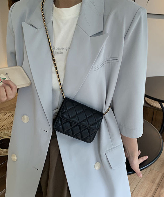 Chic Black Faux Leather Chain Linked Mini Bag