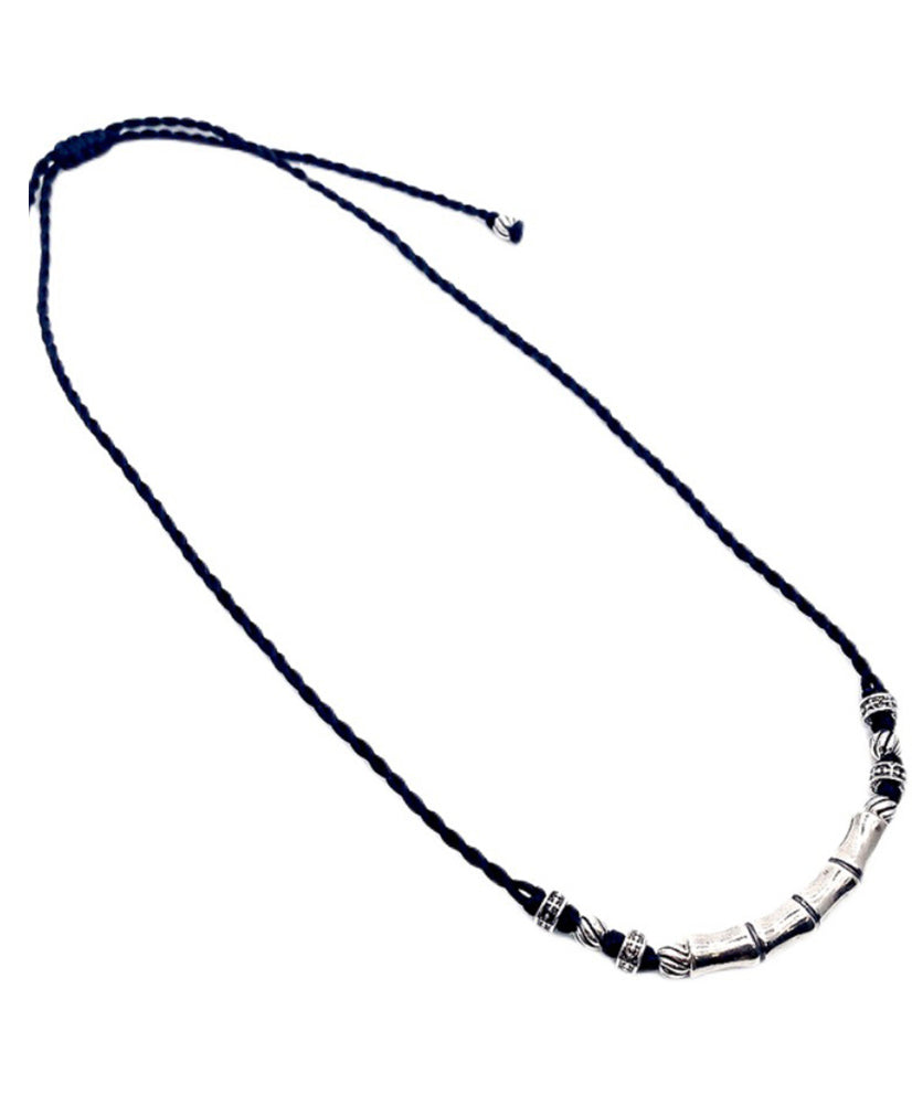 Chic Black Hand Woven Sterling Silver Choker