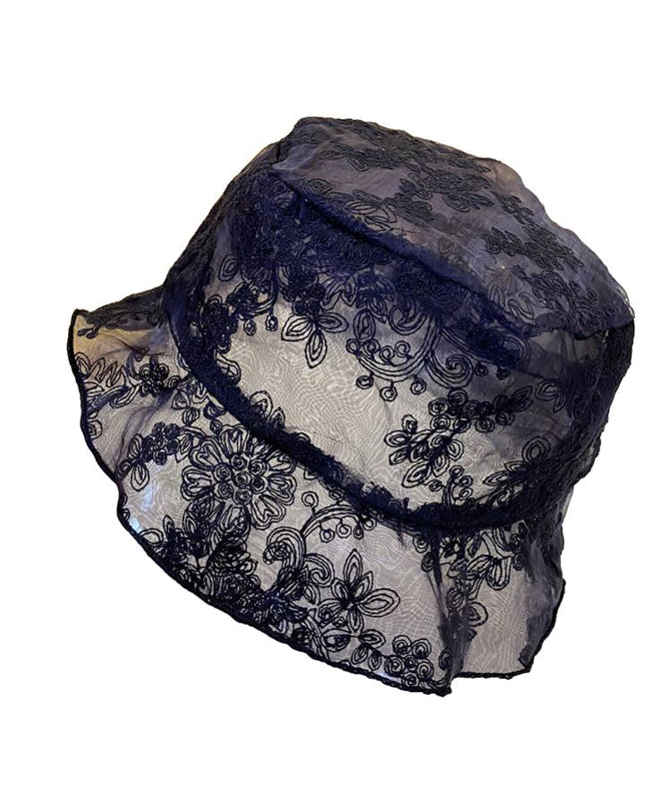 Chic Black Lace Embroidered Bucket Hat