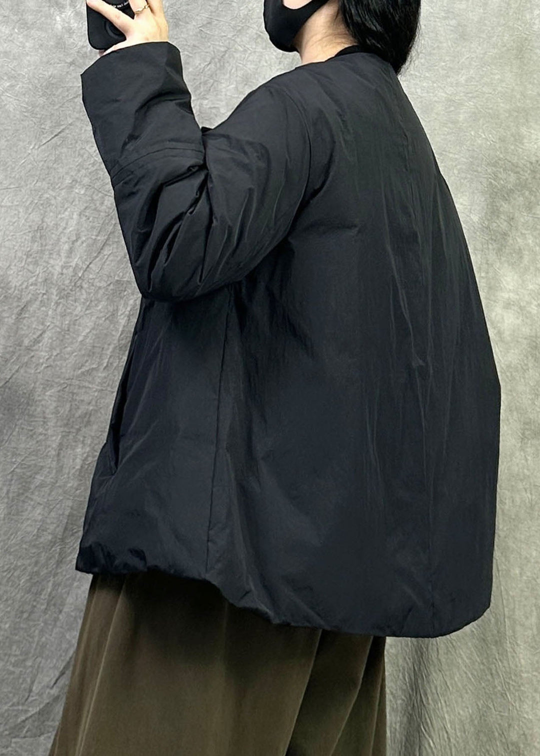 Chic Black Oversized Duck Down Winter A Line Coats