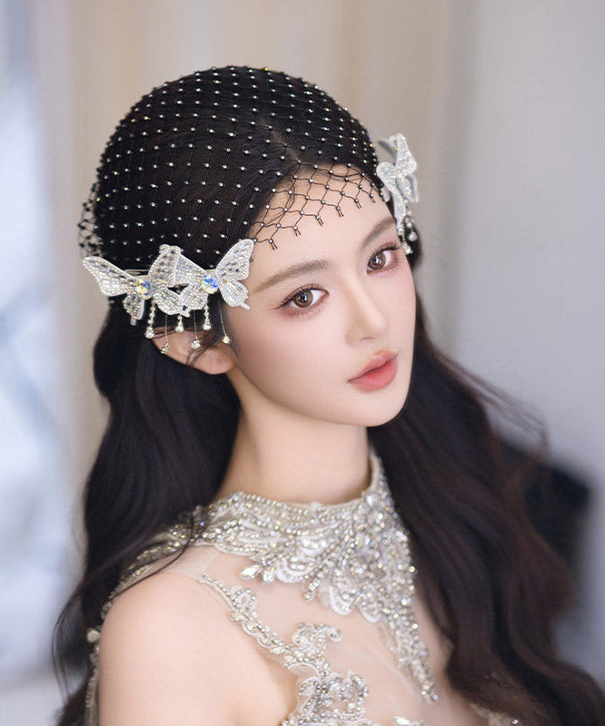 Chic Black Tulle Patchwork Butterfly HairPiece