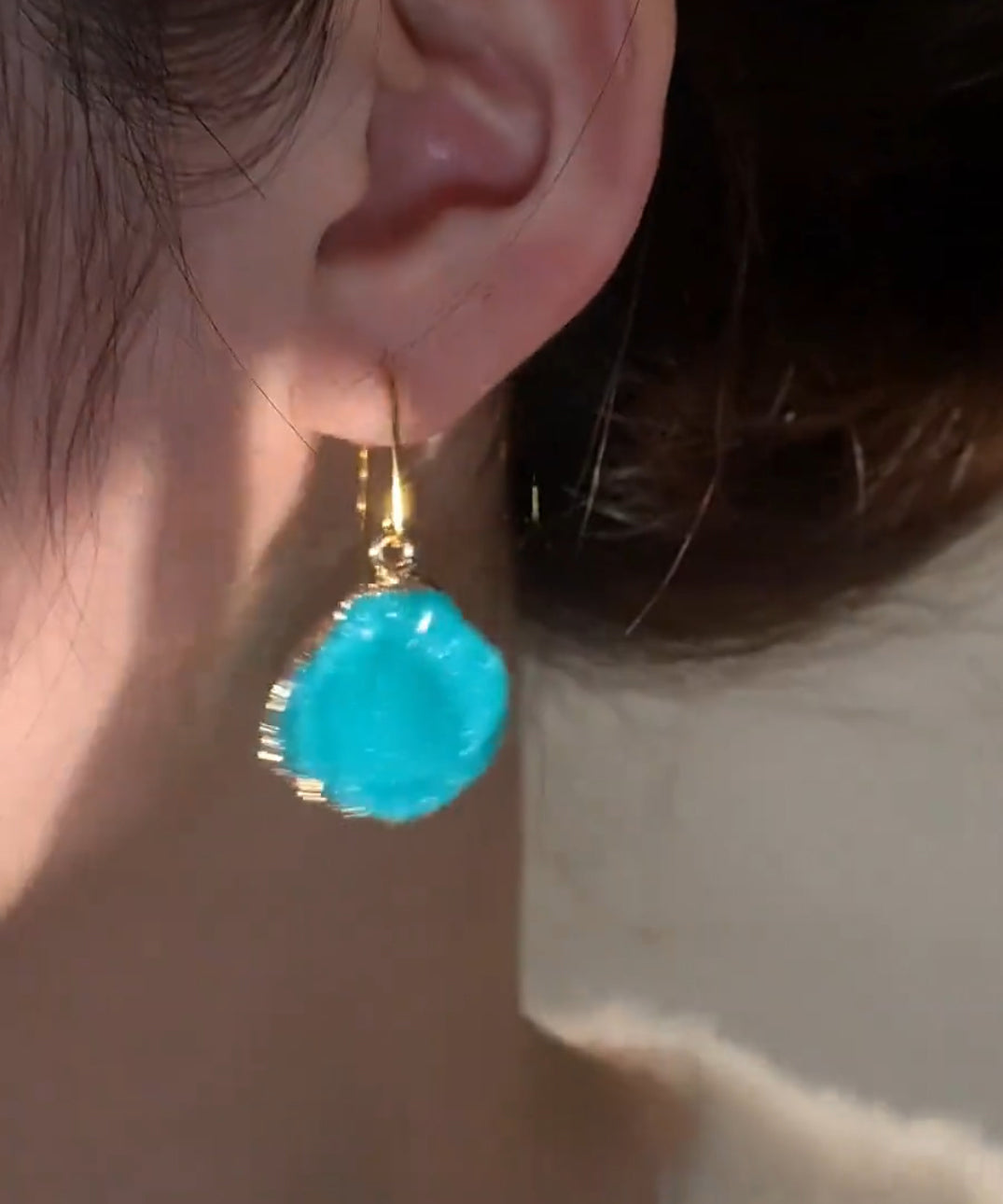 Chic Blue Copper Alloy Asymmetrical Gem Stone Drop Earrings