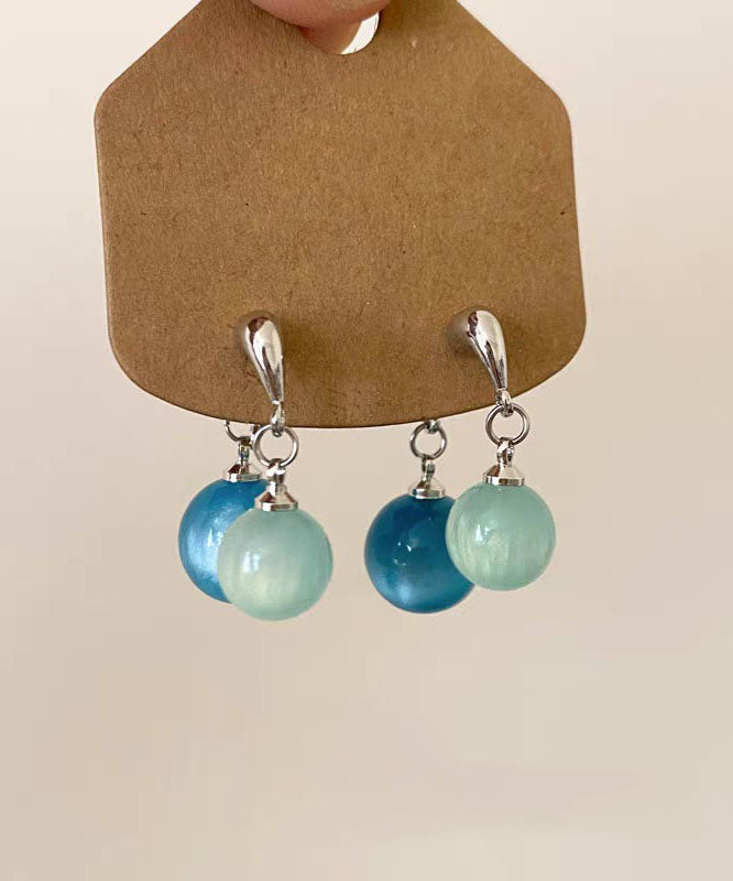 Chic Blue Copper Resin Drop Earrings
