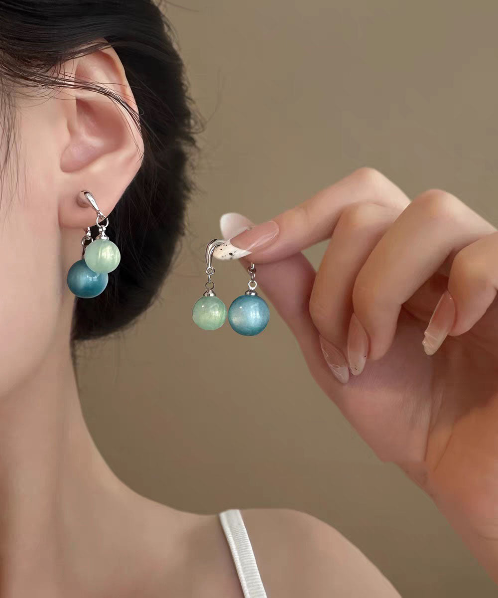 Chic Blue Copper Resin Drop Earrings