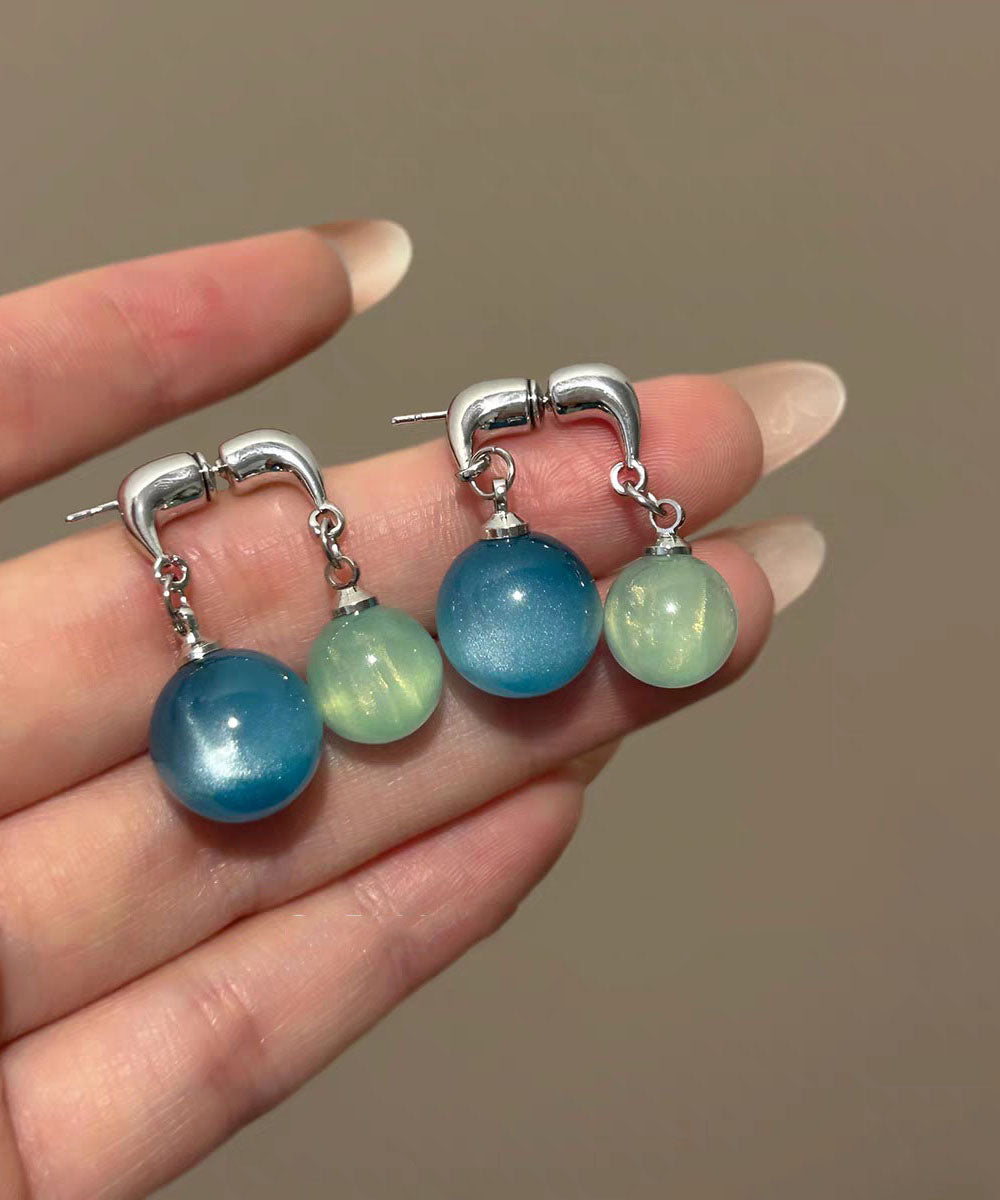 Chic Blue Copper Resin Drop Earrings