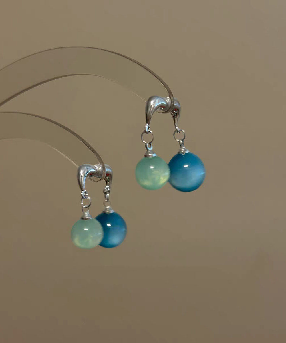 Chic Blue Copper Resin Drop Earrings