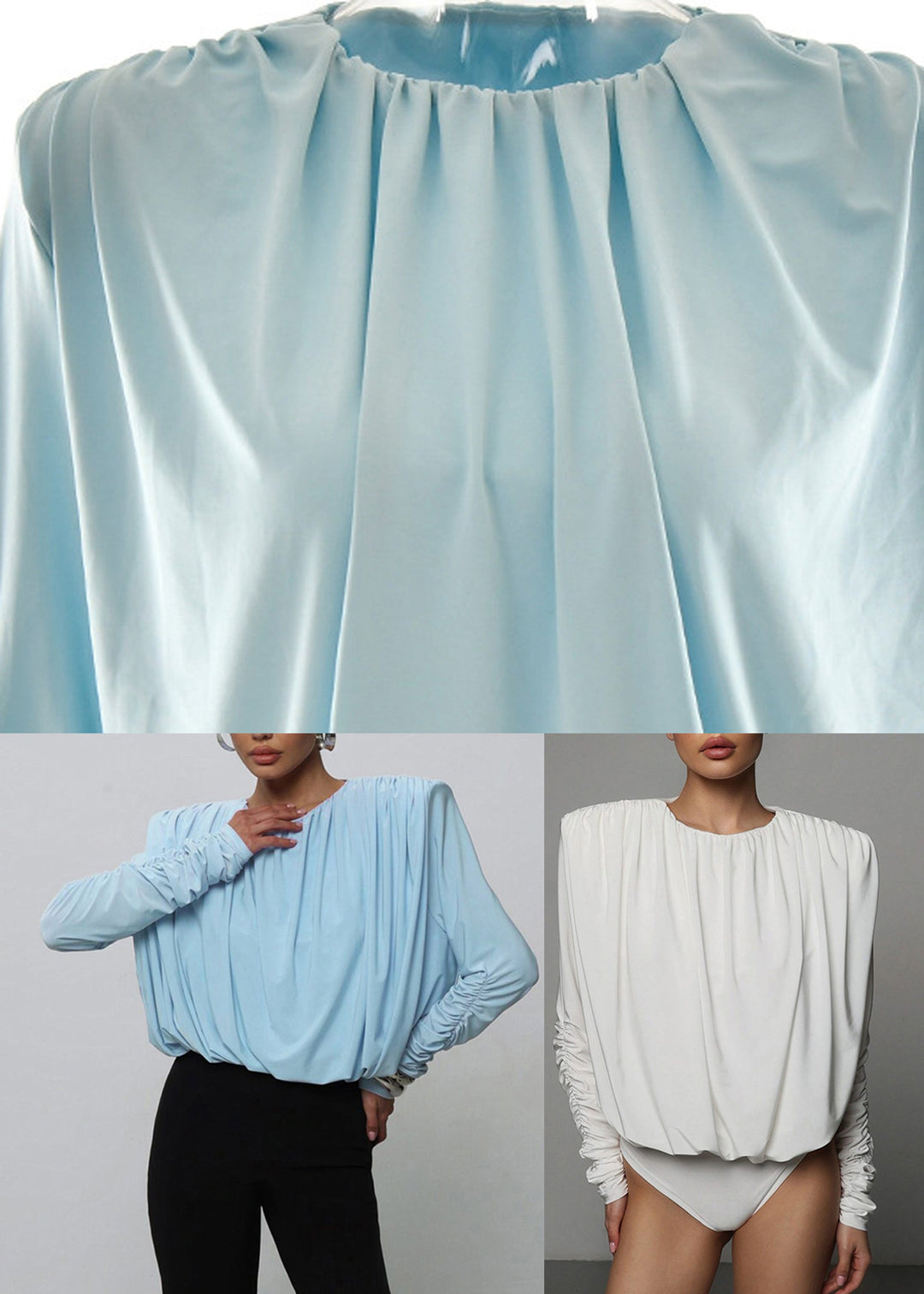 Chic Blue O-Neck Backless Bodysuit Fall