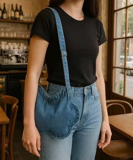 Chic Blue Star Shaped Denim Shoulder Bags