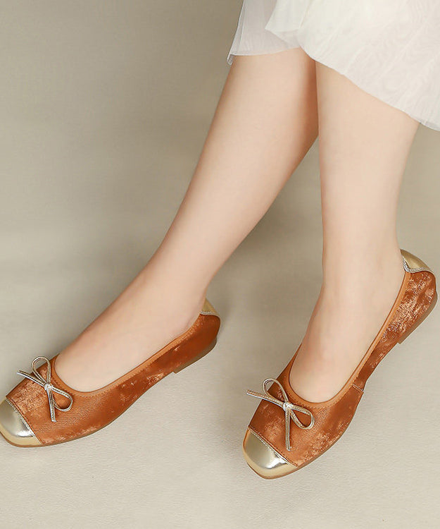Chic Bow Flat Shoes For Women Green Sheepskin
