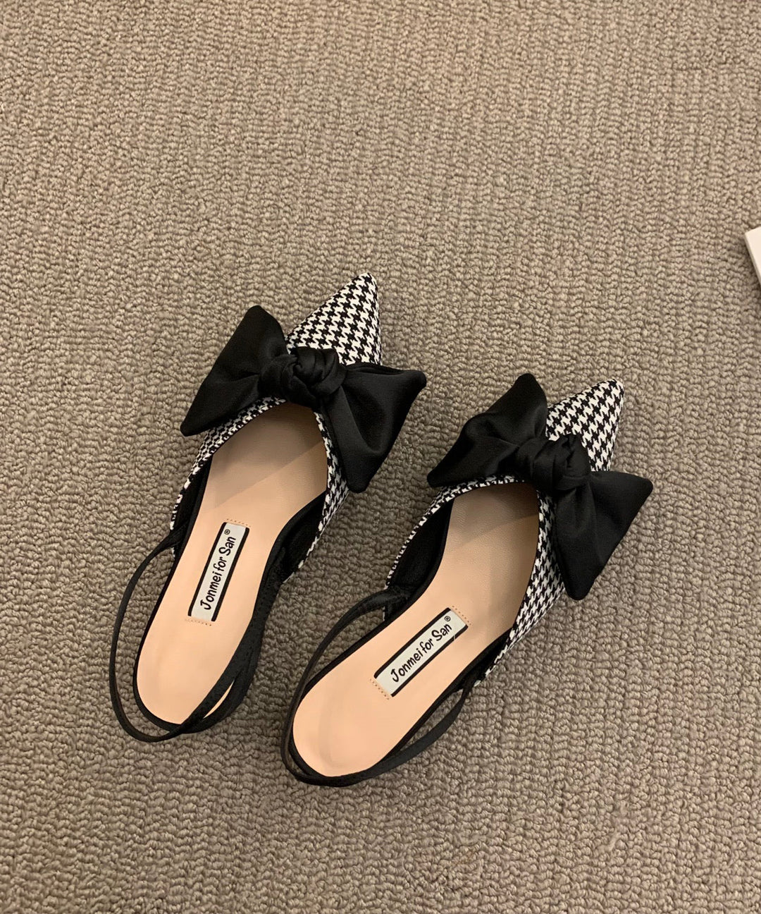 Chic Bow Splicing Big Plaid Chunky Sandals Cotton Fabric