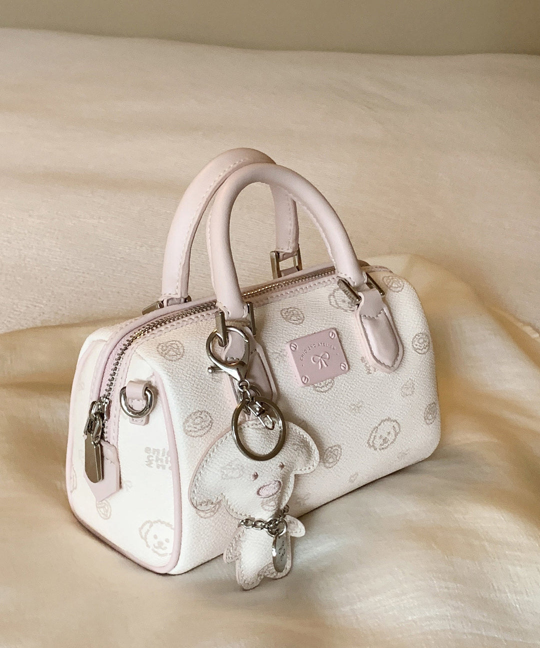 Chic Brown Cartoon Print Faux Leather Tote Handbag