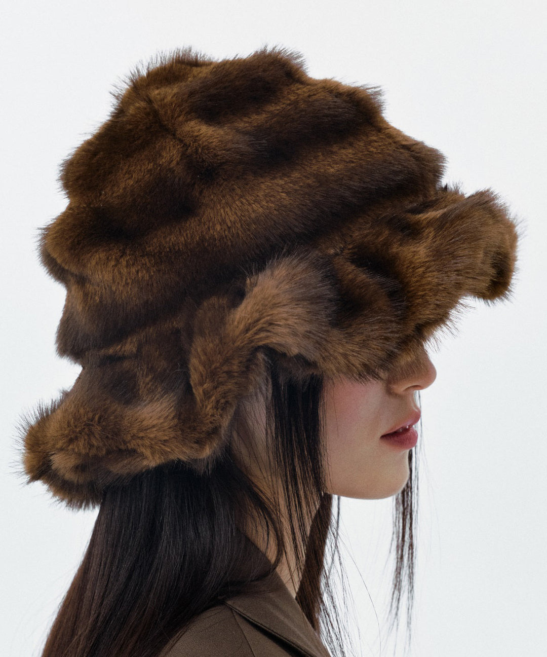 Chic Brown Cozy Warm Faux Fur Bucket Hat