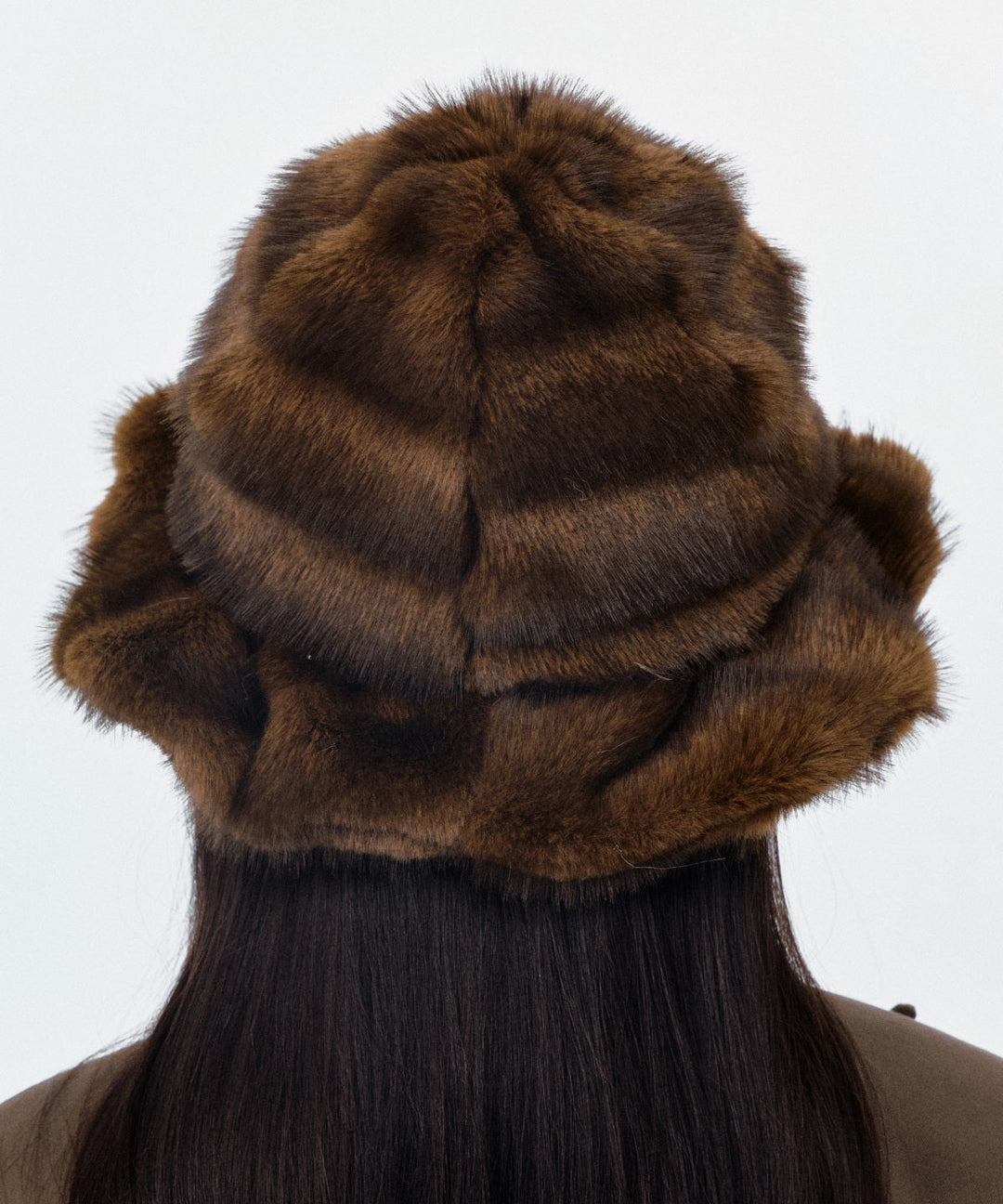 Chic Brown Cozy Warm Faux Fur Bucket Hat