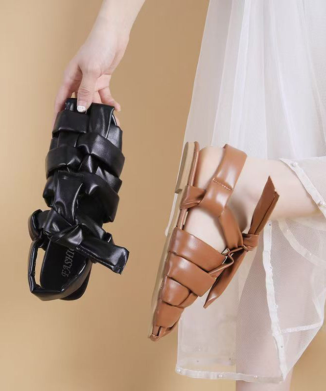 Chic Brown Hollow Out Comfy Splicing Walking Sandals