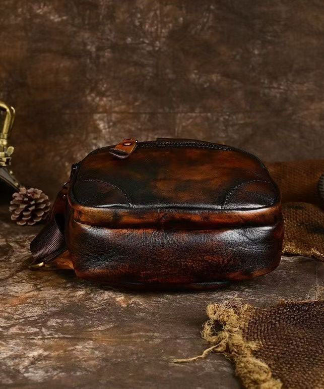 Chic Brown Versatile Durable Calf Leather Men Backpack Bag
