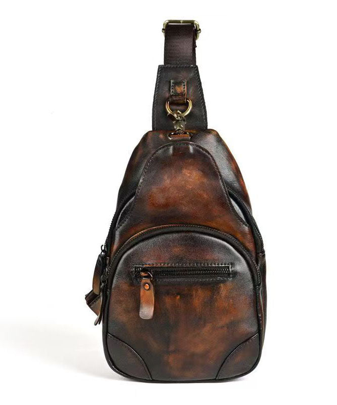 Chic Brown Versatile Durable Calf Leather Men Backpack Bag