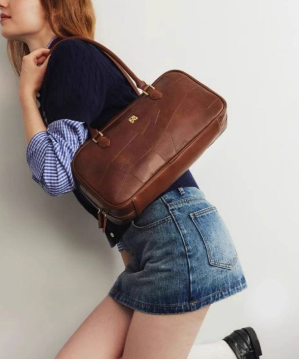 Chic Coffee Faux Leather Durable Shoulder Bag