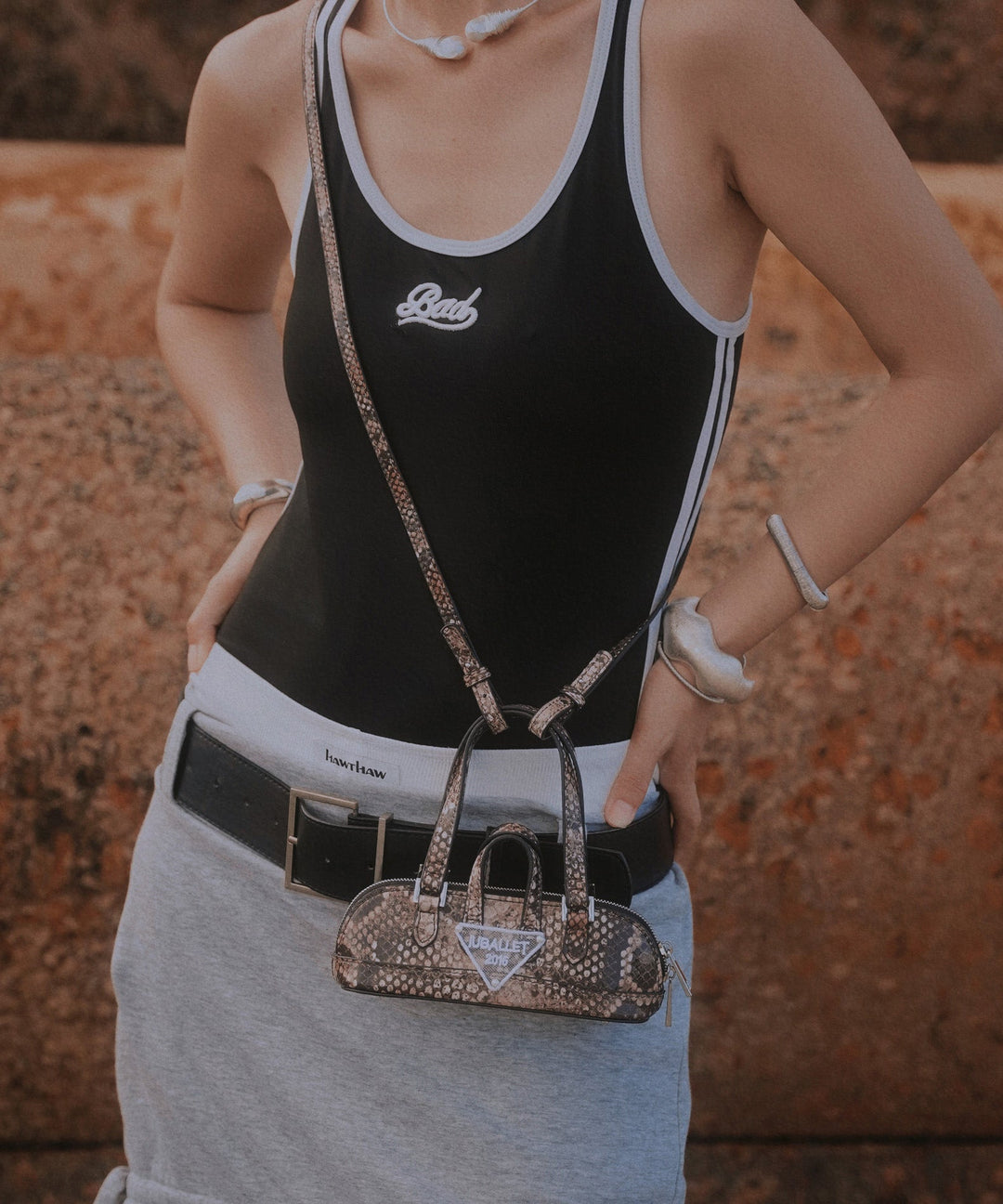 Chic Coffee Patchwork Calf Leather Vanity Bag