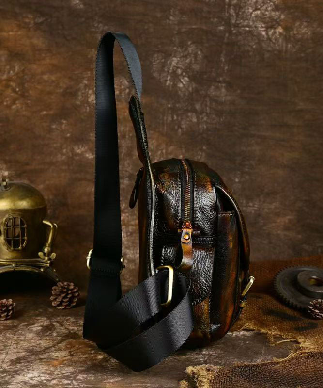 Chic Coffee Solid Durable Calf Leather Backpack Bag