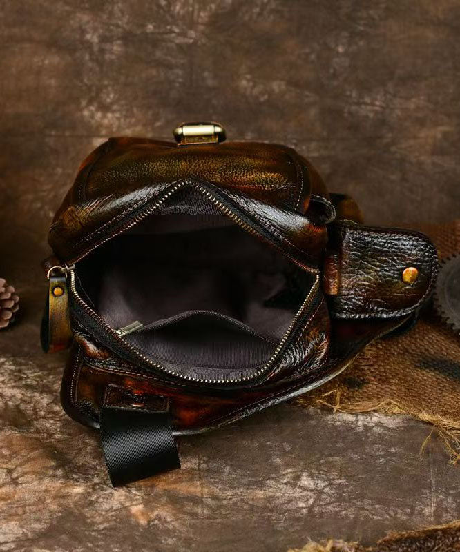 Chic Coffee Solid Durable Calf Leather Backpack Bag