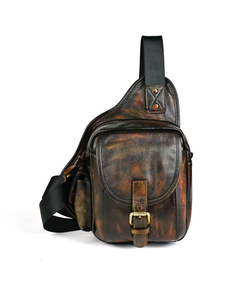 Chic Coffee Solid Durable Calf Leather Backpack Bag