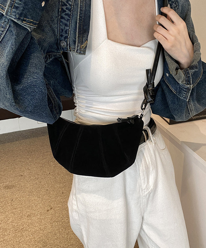 Chic Coffee Wrinkled Patchwork Suede Hobo Bag