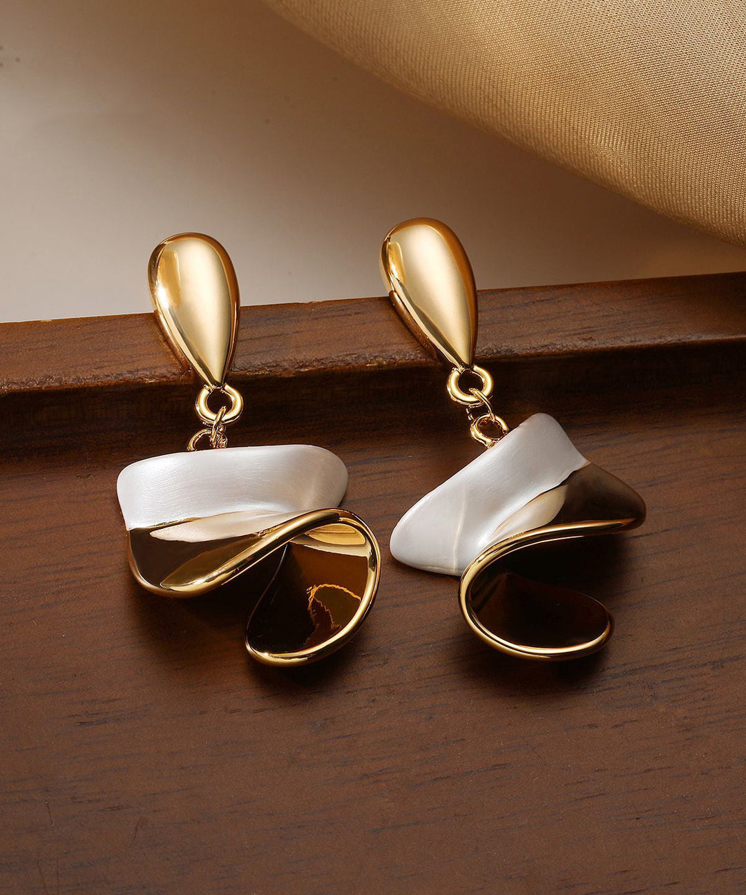 Chic Colorblock Copper Overgild Stud Earrings