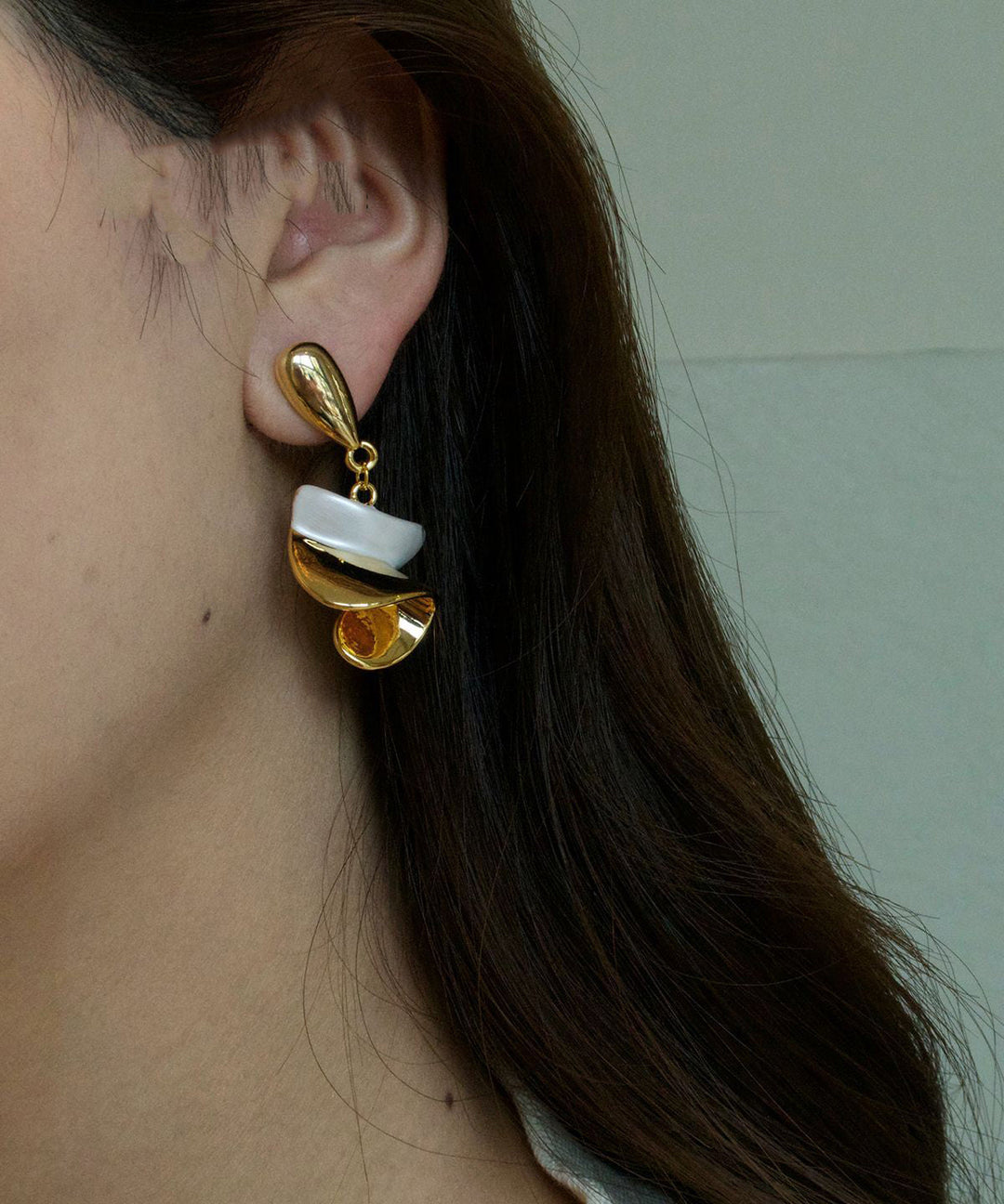 Chic Colorblock Copper Overgild Stud Earrings