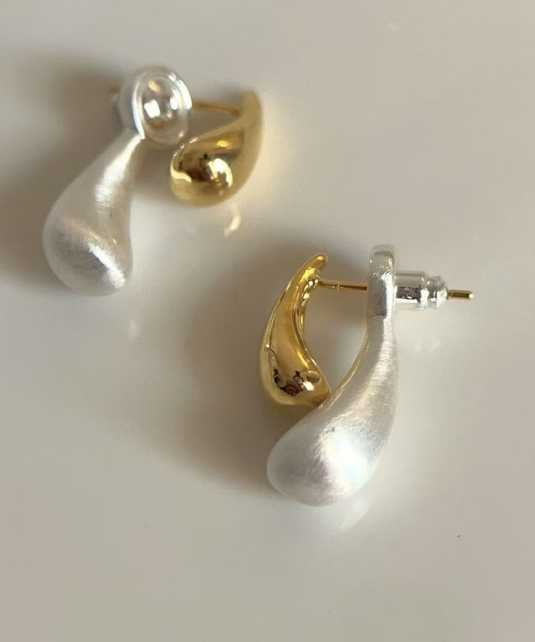 Chic Colorblock Copper Overgild Water Droplet Stud Earrings