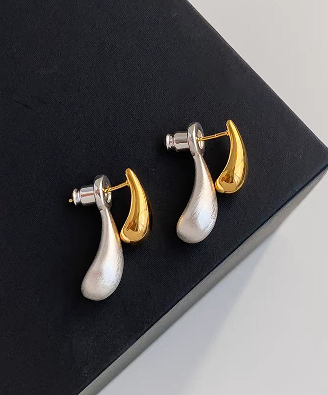 Chic Colorblock Copper Overgild Water Droplet Stud Earrings