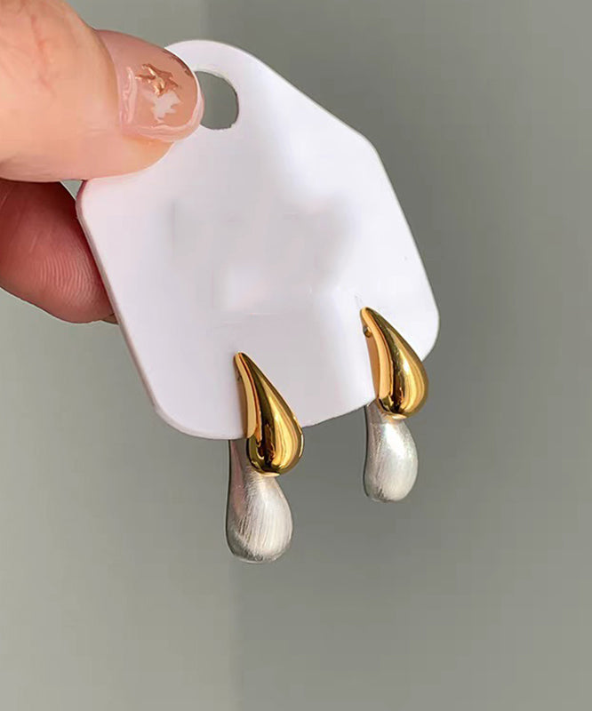 Chic Colorblock Copper Overgild Water Droplet Stud Earrings
