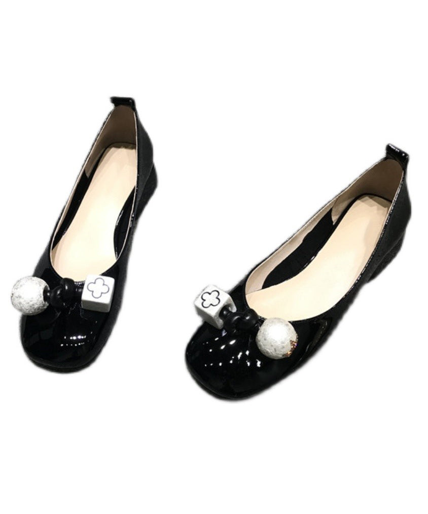 Chic Comfy Bow Splicing Flats Yellow Cowhide Leather