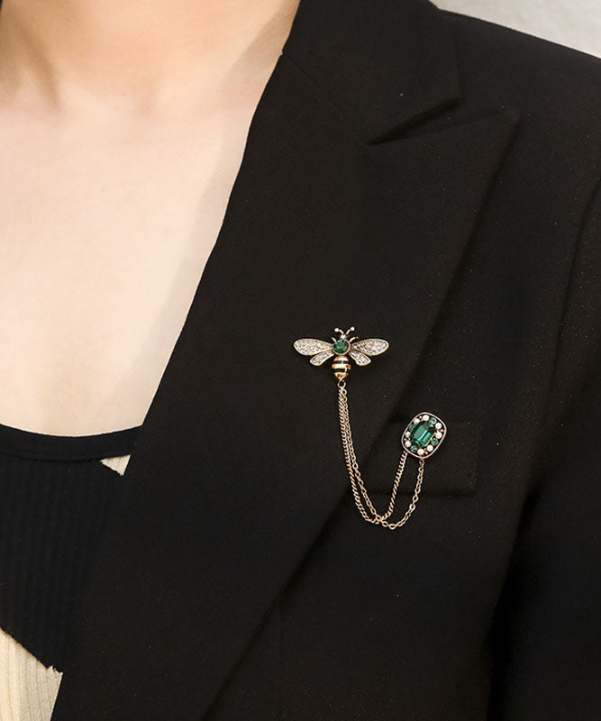 Chic Copper Overgild Zircon Bee Tassel Brooches