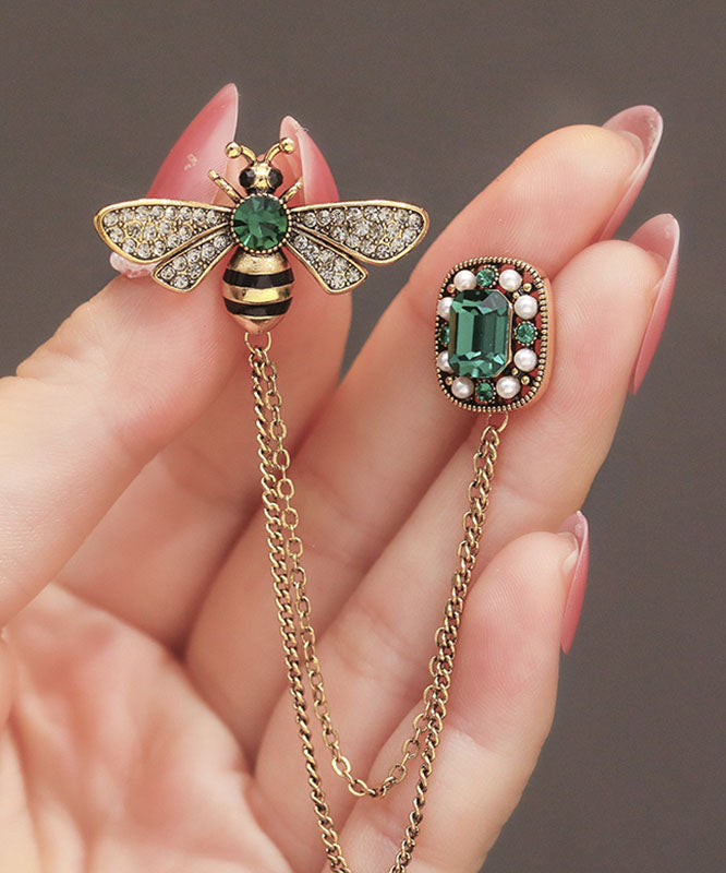 Chic Copper Overgild Zircon Bee Tassel Brooches