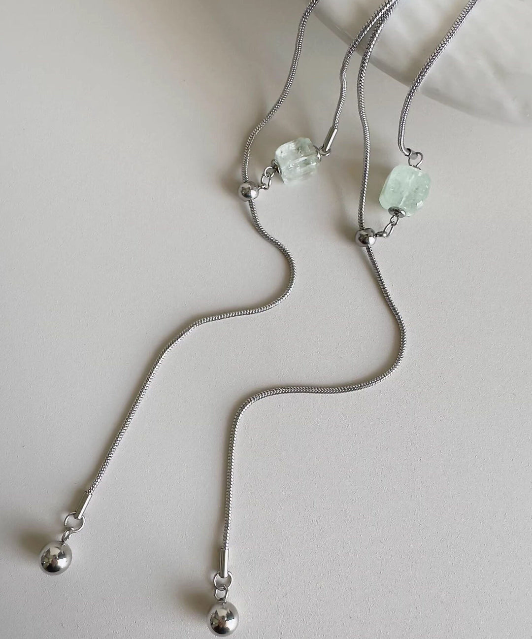 Chic Crystal Natural Stone Titanium Steel Necklace