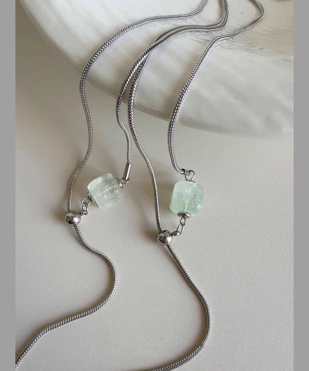 Chic Crystal Natural Stone Titanium Steel Necklace