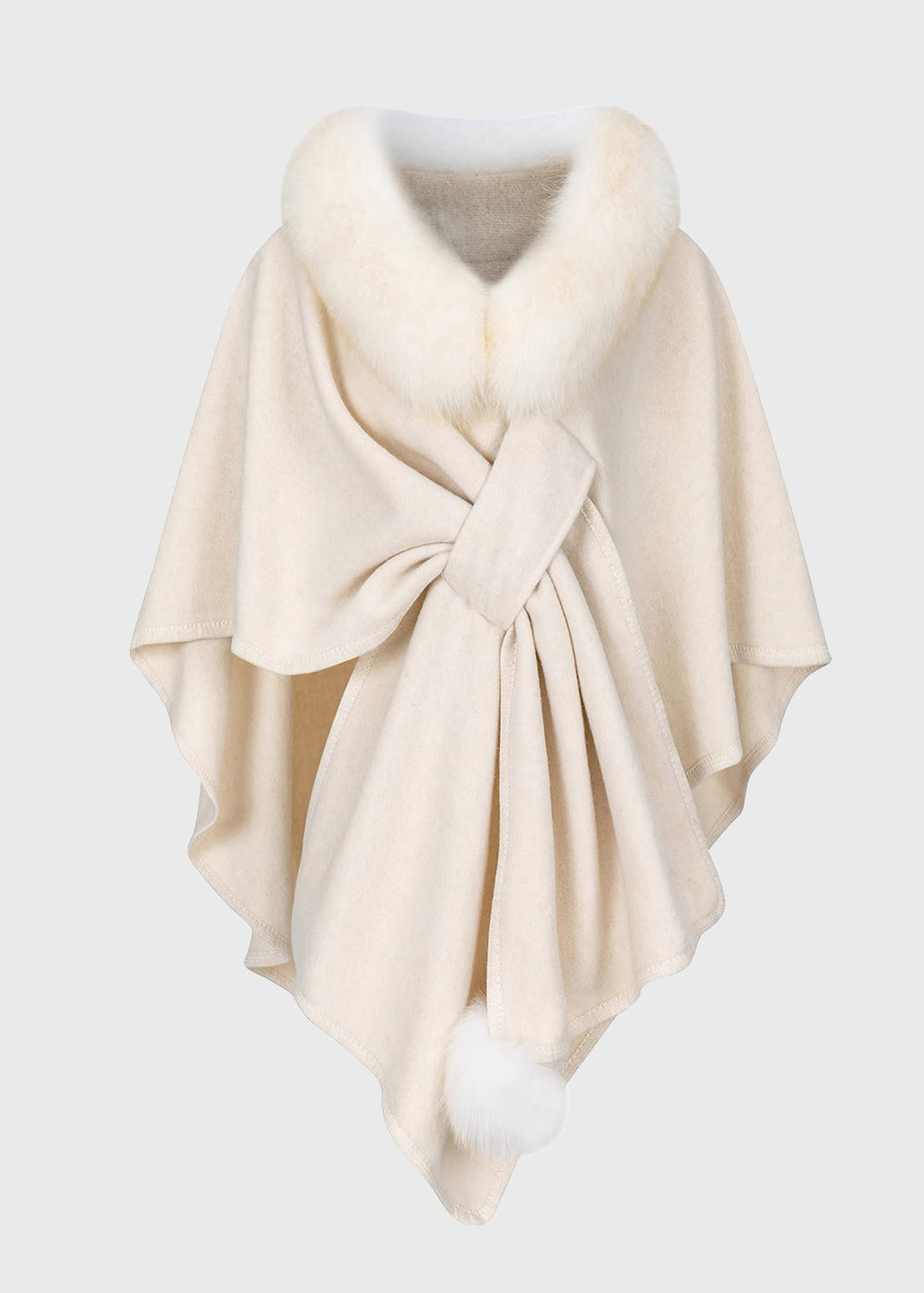 Chic Dark Grey Fur Collar Coats Batwing Sleeve