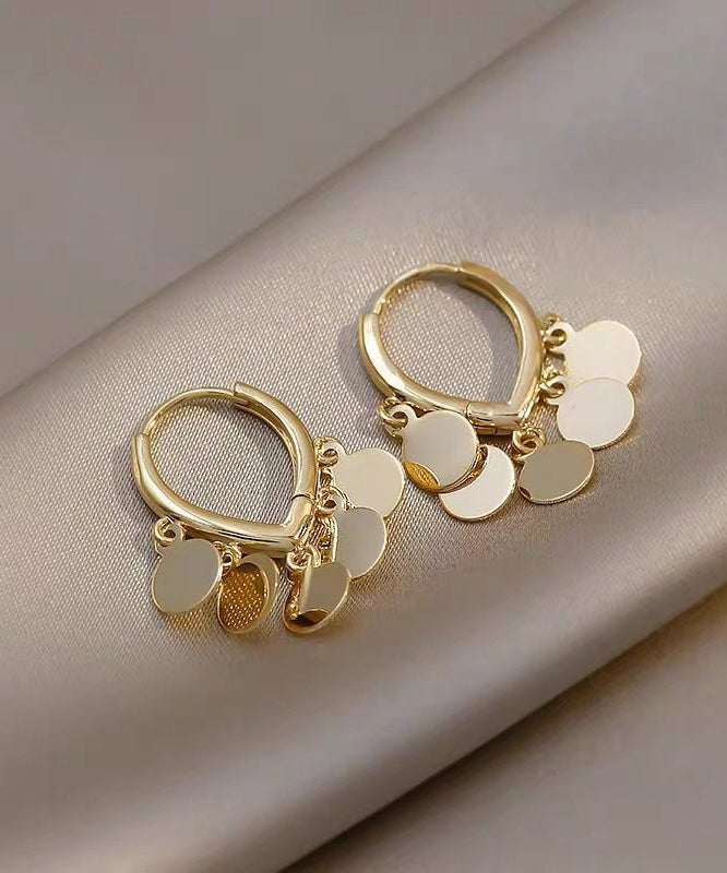 Chic Gold Alloy Love Sequins Tassel Hoop Earrings