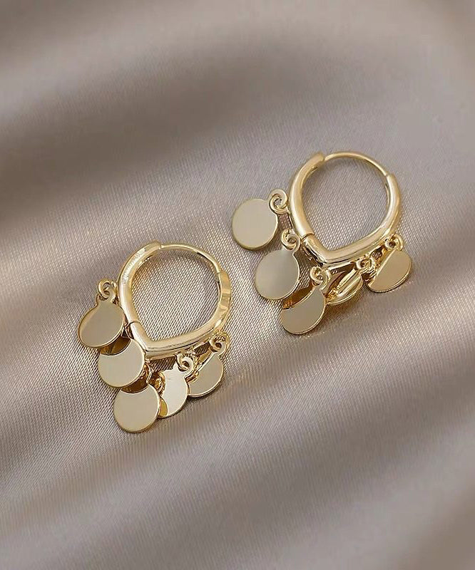 Chic Gold Alloy Love Sequins Tassel Hoop Earrings