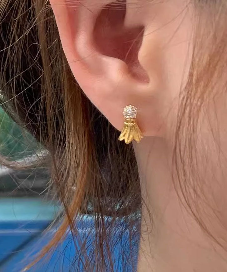 Chic Gold Copper Alloy Zircon Asymmetrical Badminton Racket Drop Earrings