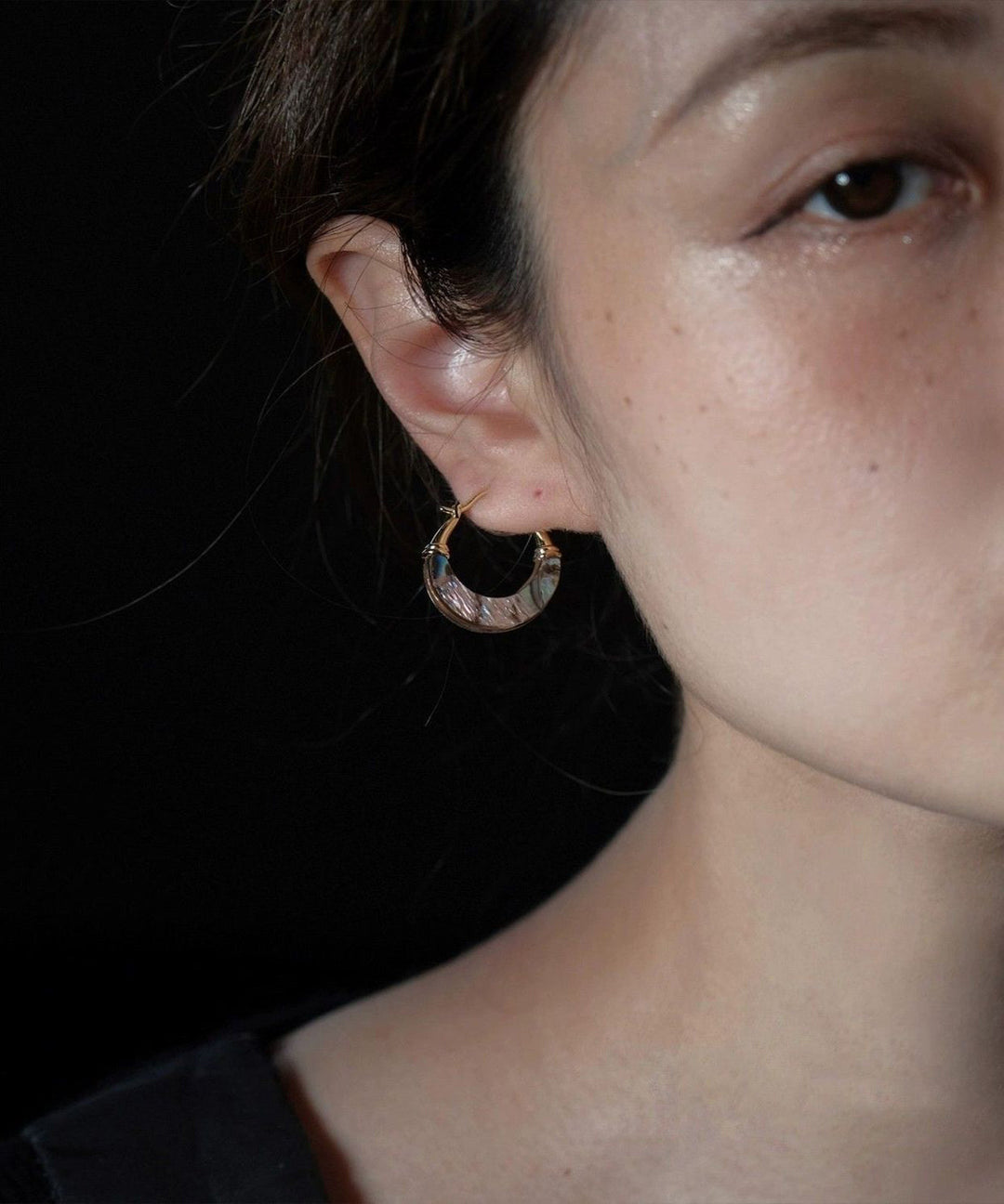 Chic Gold Copper Overgild Shell Hoop Earrings