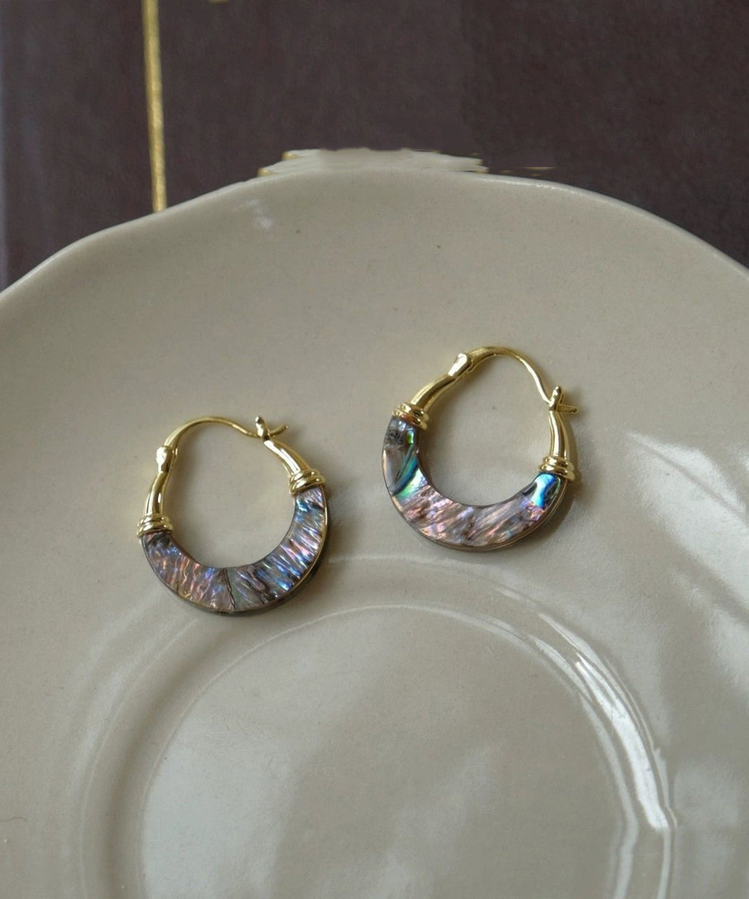 Chic Gold Copper Overgild Shell Hoop Earrings