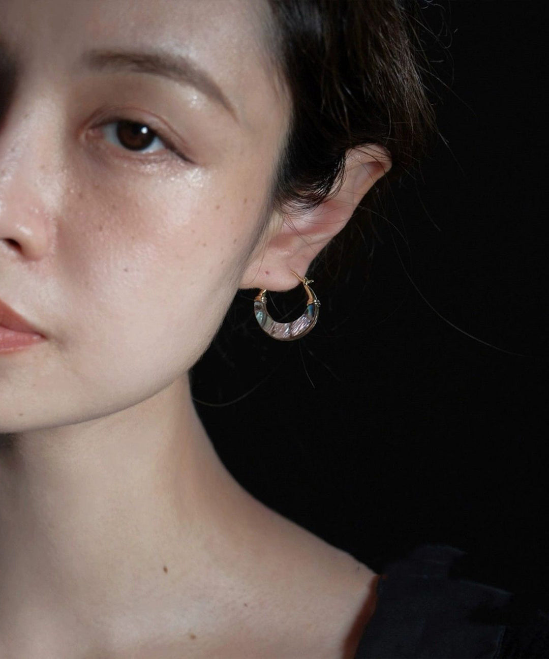 Chic Gold Copper Overgild Shell Hoop Earrings