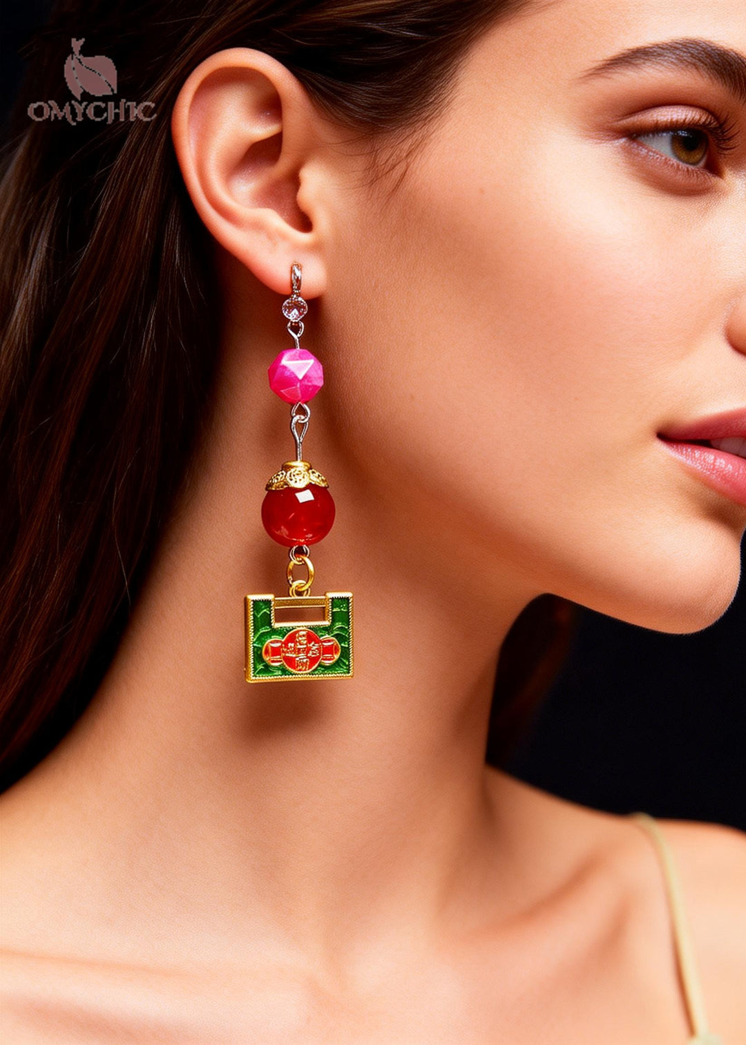 Chic Gold Lock Metal Long Tasseled Drop Earrings